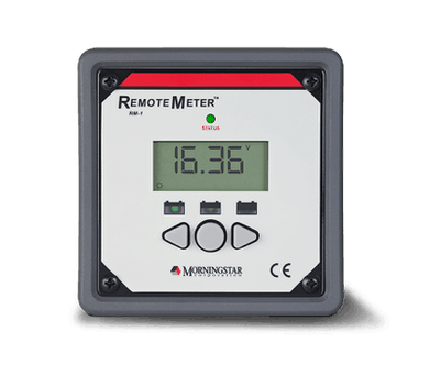 Morningstars Remote Meter (RM-1) is a universal, four digit displaywith custom icons that is compatible with several Morningstarcontrollers and inverters. This meter provides comprehensive systeminformation for easy monitoring including voltage, current andtemperature.