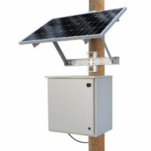 Cargar imagen en el visor de la galería, RLH Industries RLH 120W 24V solar power system is a fully integrated solution that provides powering for remotely located equipment. This system comes complete with a solar panel, solar mounting bracket, battery enclosure, batteries, and interconnect cable ready for installation. It’s designed to offer quick installation and reliable off-grid powering.
