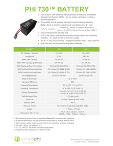 SimpliPhi PHI-730-12-60 730Wh 12 Volt Lithium Ferro Phosphate Battery