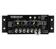 Load image into Gallery viewer, SunLight 20 Amp 12 Volt Solar Lighting Controller, the solar lighting controllers can be used in conjunction with other charging sources, however the SL controllers *DO* require at least a 1-watt solar panel on the input side to detect dark &amp; light conditions. Morningstar&#39;s advanced SunLight solar lighting controller combines the SunSaver design with a microcontroller for automatic lighting control functions. 10 and 20 amp and 24 volt versions available. 
