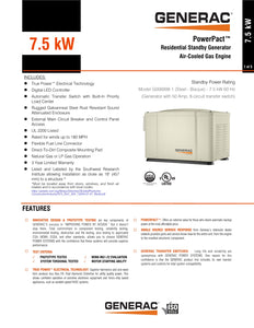 Generac Generators-7.5 kW Generac PowerPact Home Standby for Essential Backup Power w/ 50A Load Center ATS