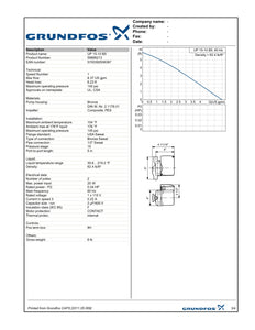 GRUNDFOS-Circulator Pump-1/2" Sweat UP15-10B5 1-Speed Bronze Circulator Pump, 115V, 1/25 HP