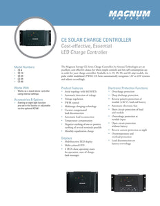MAGNUM ENERGY DIMENSIONS-CE-6, 6A 12/24V PWM Charge Controller w/ integrated light controller, LED display