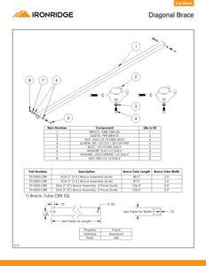 IRONRIDGE RACKING-SGA 2", 7.5' Brace Assembly