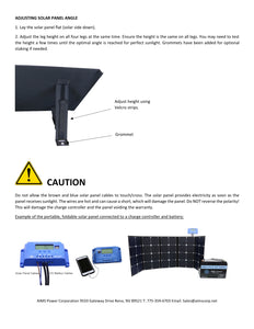 AimsPower-130 Watt Portable Foldable Solar Panel Pre-wired, Built In Carrying Case Monocrystalline
