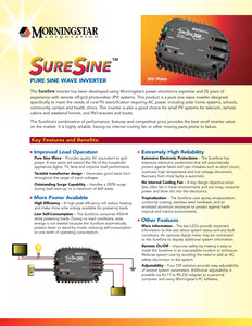 Morningstar-SureSine Classic SI-300-115-UL 300 Watt Pure Sine Wave Inverter 115VAC