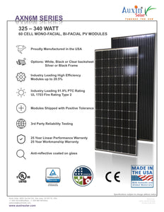 Auxin Solar-AXN-M5T200 Monocrystalline 200 Watt 12V Solar Panel