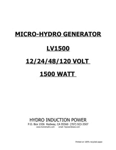 HARTVIGSEN Micro Hydro-Low Voltage Microhydro – LV1500 – 2 Nozzle