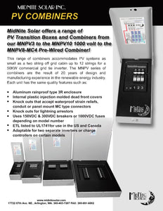 MIDNITE Solar-MNPV2-MC4, Combiner - Pre-Wired