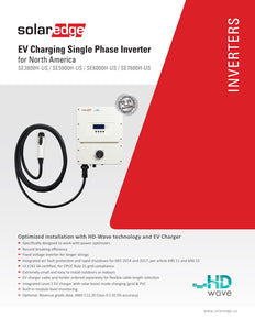 SolarEdge HD-Wave SE7600H-US000NNV2 7.6kW 240 Volt AC Single Phase Grid-Tie Inverter for Electric Vehicle Charging-EV