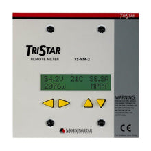 Cargar imagen en el visor de la galería, Morningstar TS-RM-2 TriStar Remote Digital Meter for TriStar Controllers  Note: This meter is for displaying controller information or starting manual modes such as equalization. It is NOT capable of programming the controller, such as custom voltage setpoints. That is done with DIP switches inside the controller.  Displays a full range of operating and diagnostic information for the TriStar and TriStar MPPT battery charging, load, and diversion operating modes.
